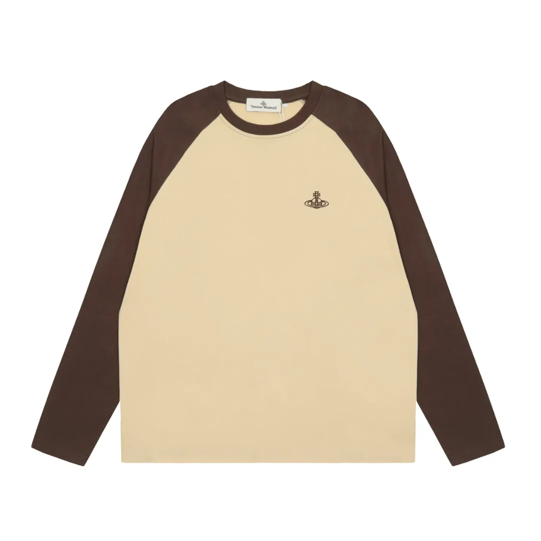 "Classic long sleeves" vivienne west wood Vivienne Saturn classic versatile raglan long sleeves Simple and fashionable, highly practical to wear inside and outside 2024's top hot style No need to say more, go straight to the details, full series of correct accessories, every detail is completely restored, and can be filled directly. Size: S M L Color: white and black, white pink, navy gray